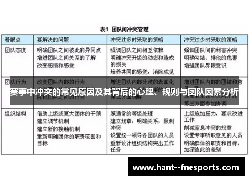 赛事中冲突的常见原因及其背后的心理、规则与团队因素分析